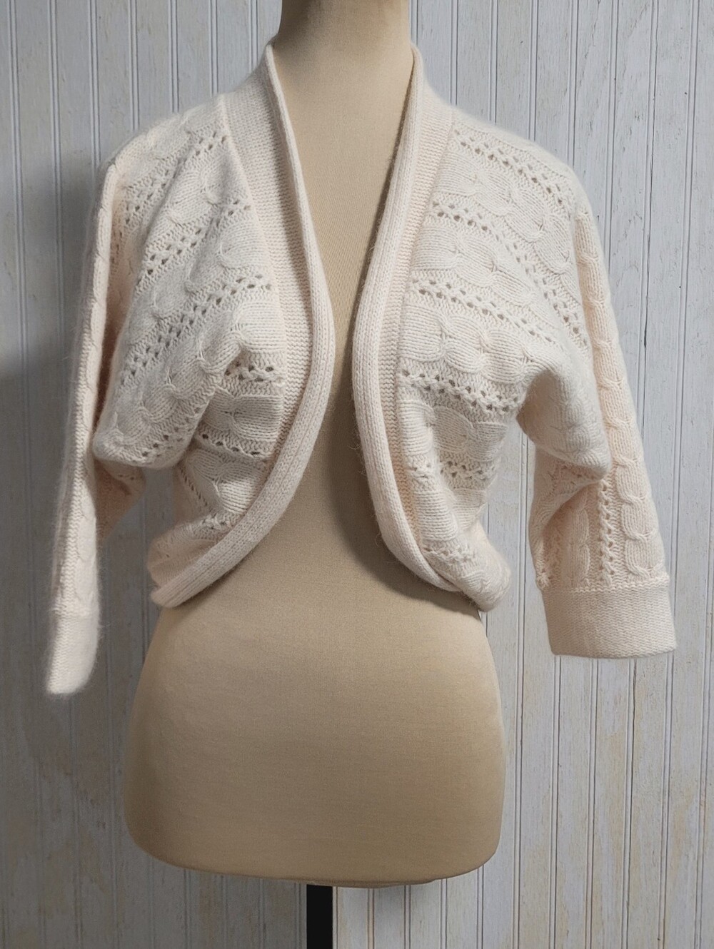 Vintage Y2K Abercrombie Cream Wool Cashmere Cable Cardigan M/L EUC